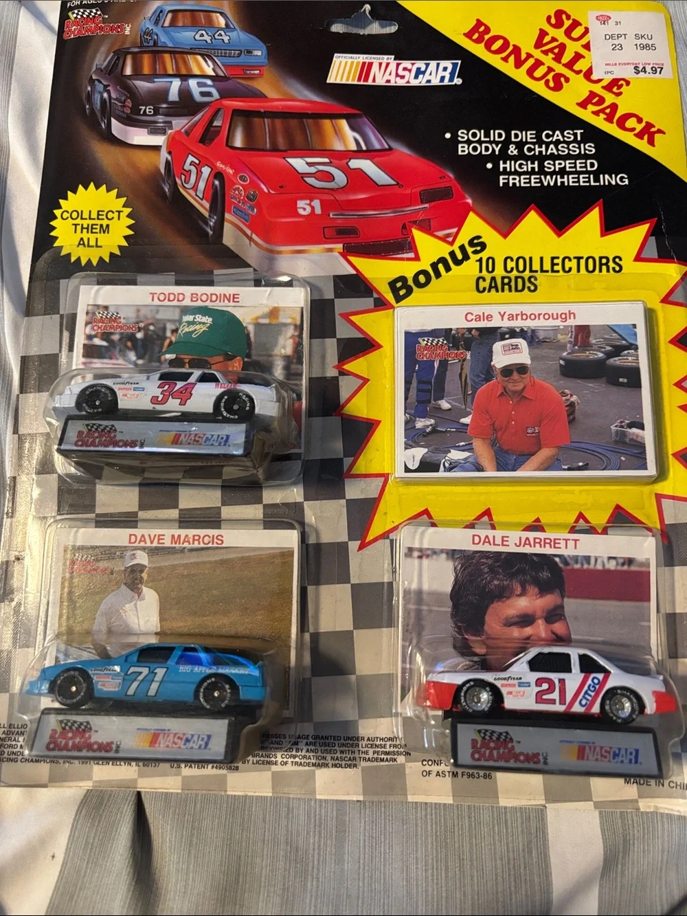 Nascar Kids Toy Pack with Red, Blue, White, Black Cars
